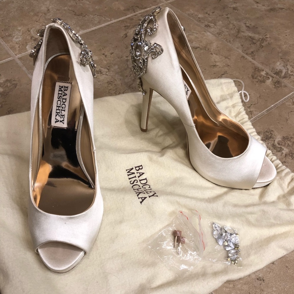 Badgley Mischka Karolina Embellished Peep Toe Pump